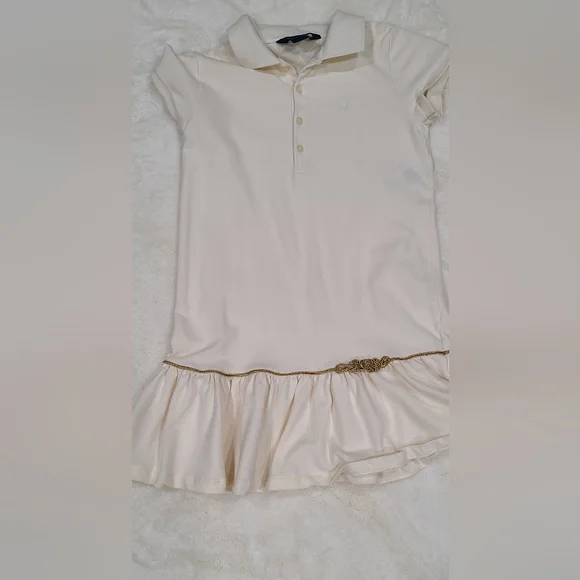 Girl Ralph Lauren" ruffled dress. Size 6x with gold piping around the bottom. - Picture 4 of 4